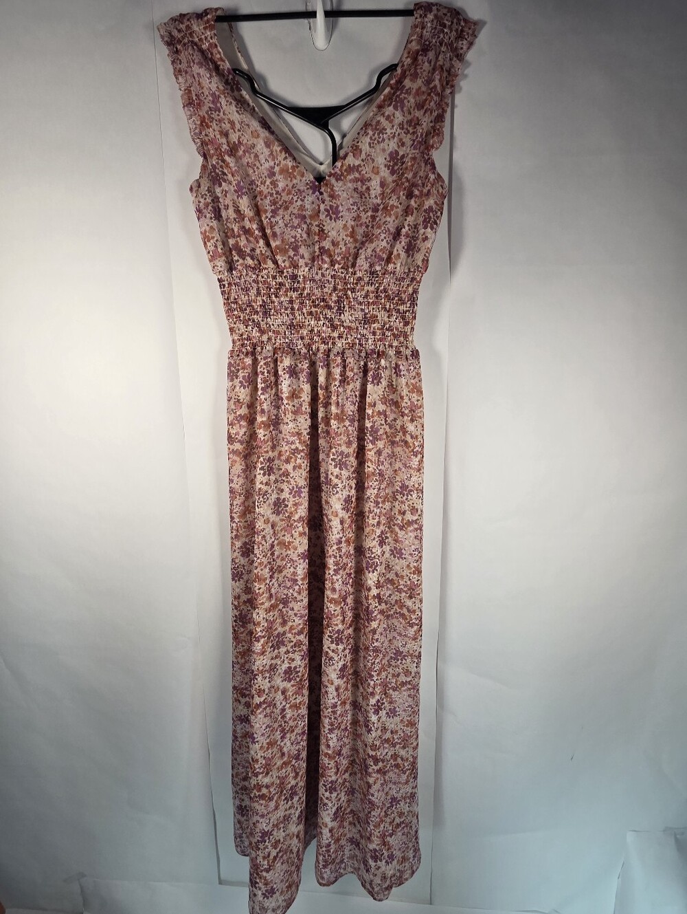Banana Republic Pink Floral Sleeveless Maxi Dress with Smocked Waist